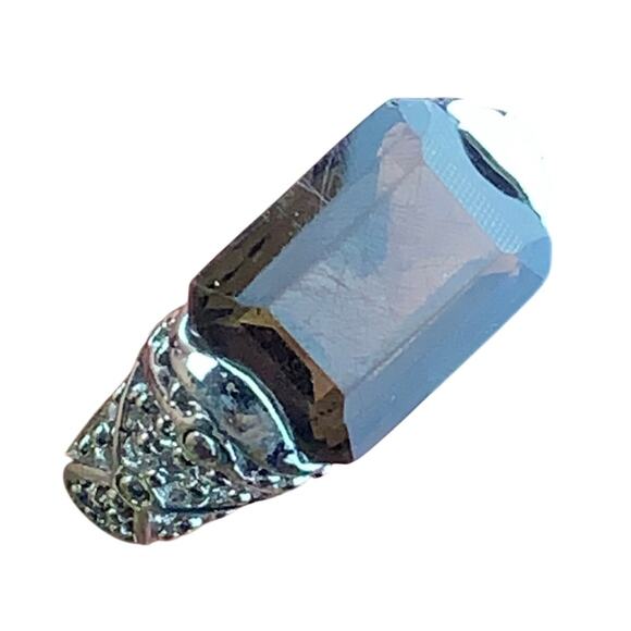 Lia Sophia Silver Filigree Smoky Faceted Cocktail Ring – Size 8 LS Mark - Picture 3 of 6